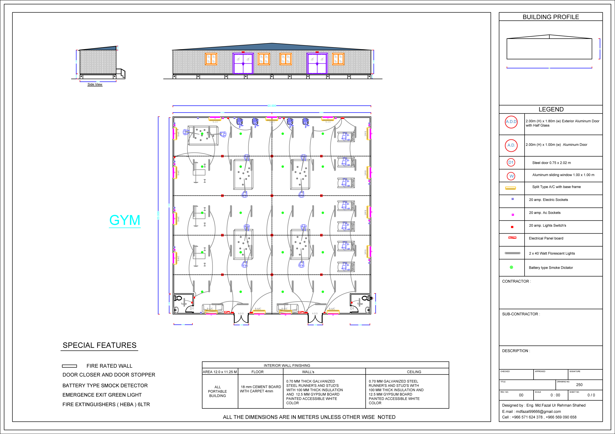 20.0-x-20.0 m Gym