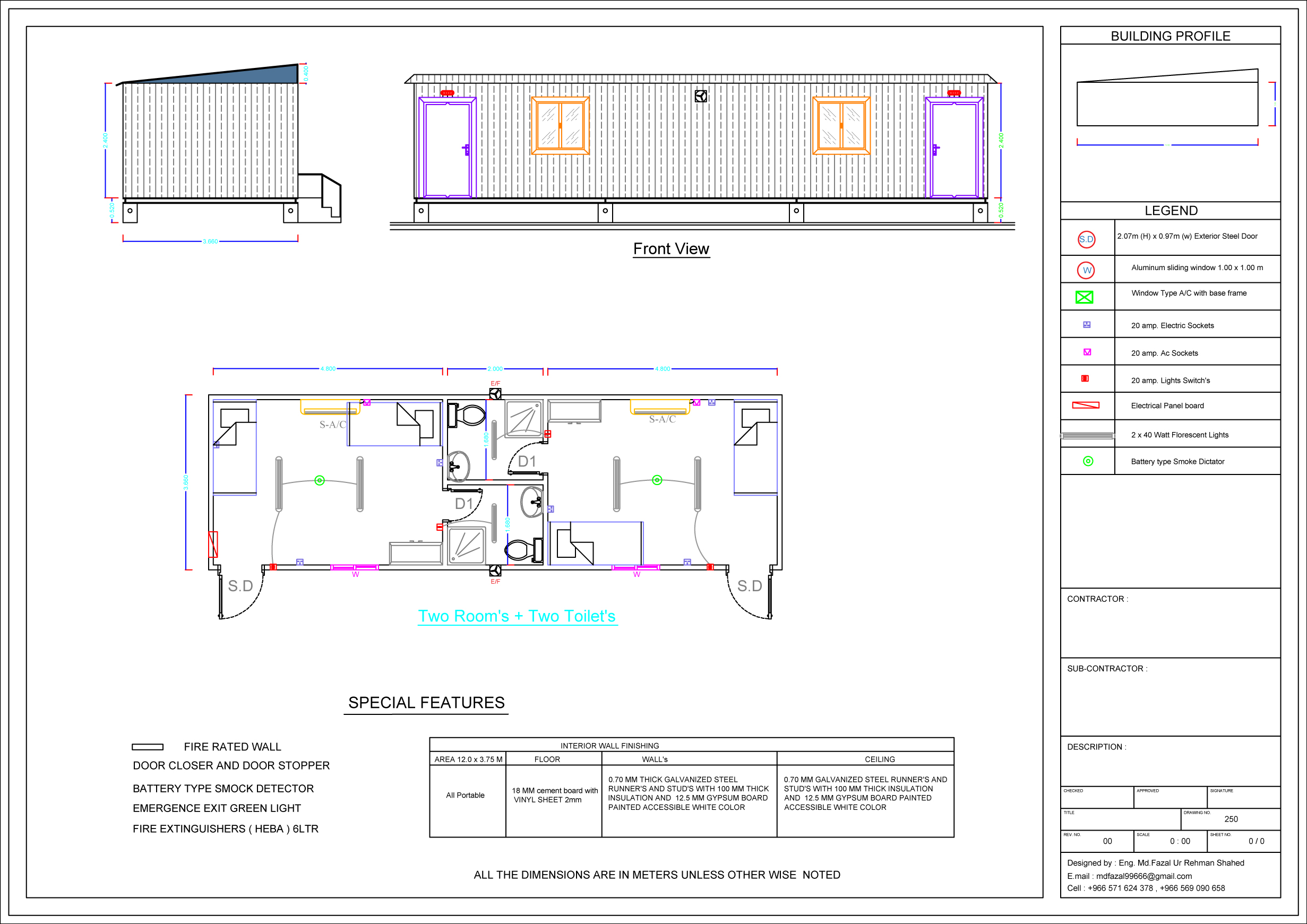 12.0-x-3.66-m 2 Rooms 2 Toilets